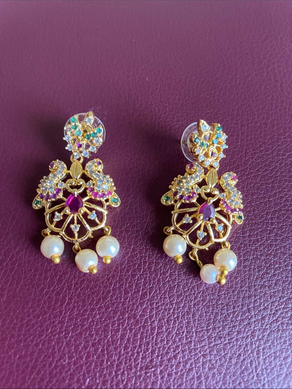 Gold-Plated Multicolor Pearl Drop Earrings - Women Jewelry